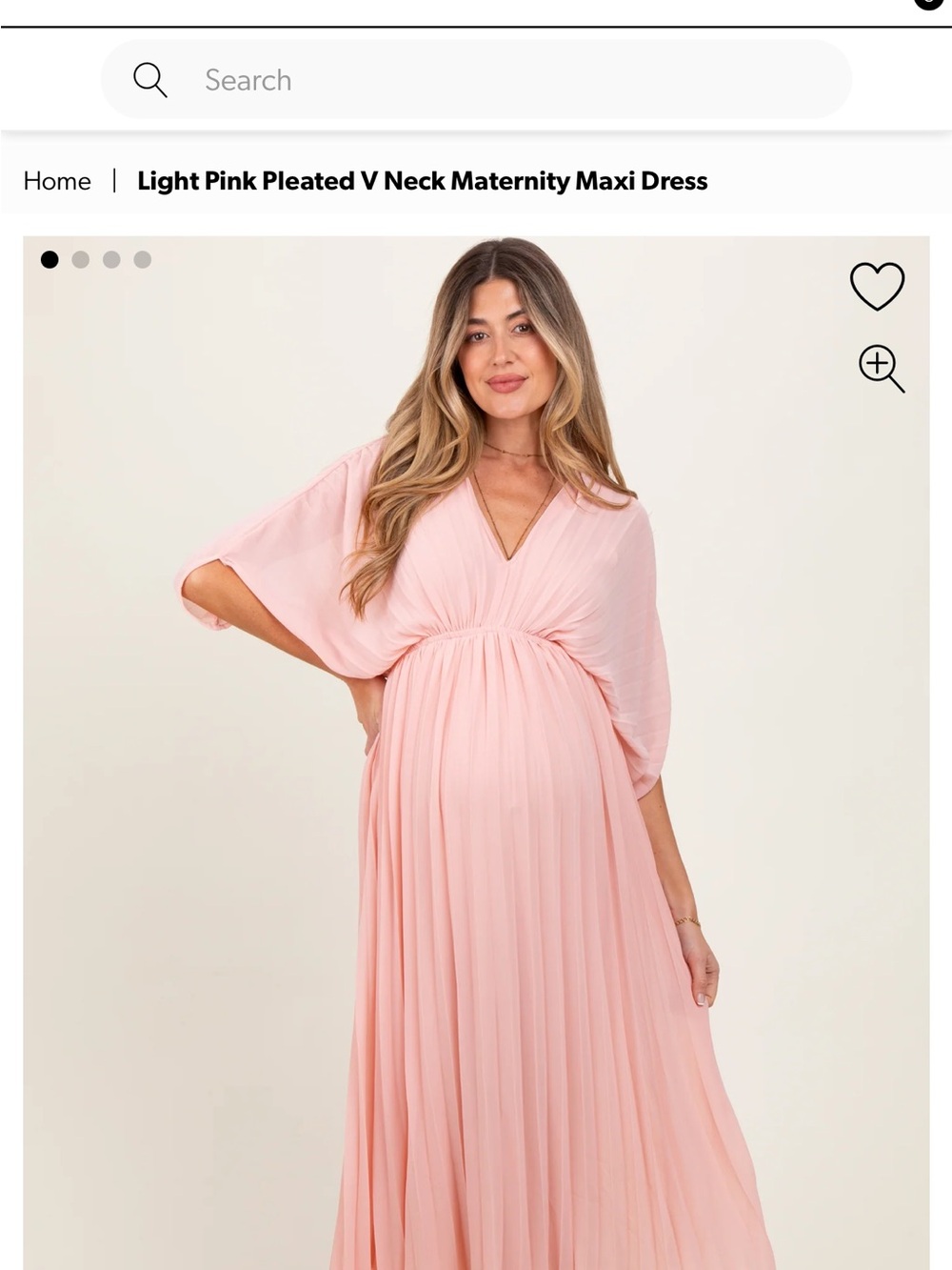 Pink blush Maternity Light Pink Pleated V-Neck Maternity Maxi Dress